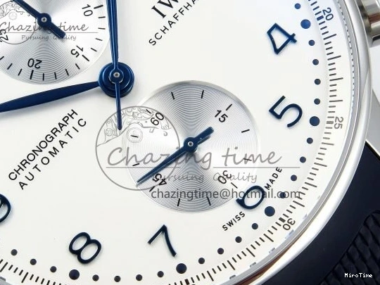 MIROTIME 0511 Casual Portuguese Chrono IW3716 Z+F 1:1 Best Edition White Dial on Blue Rubber Strap A 7016